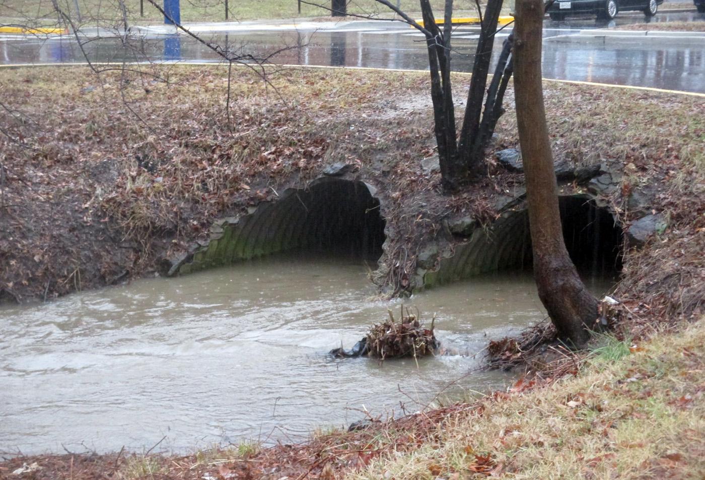 Stormwater drains in heavy rain