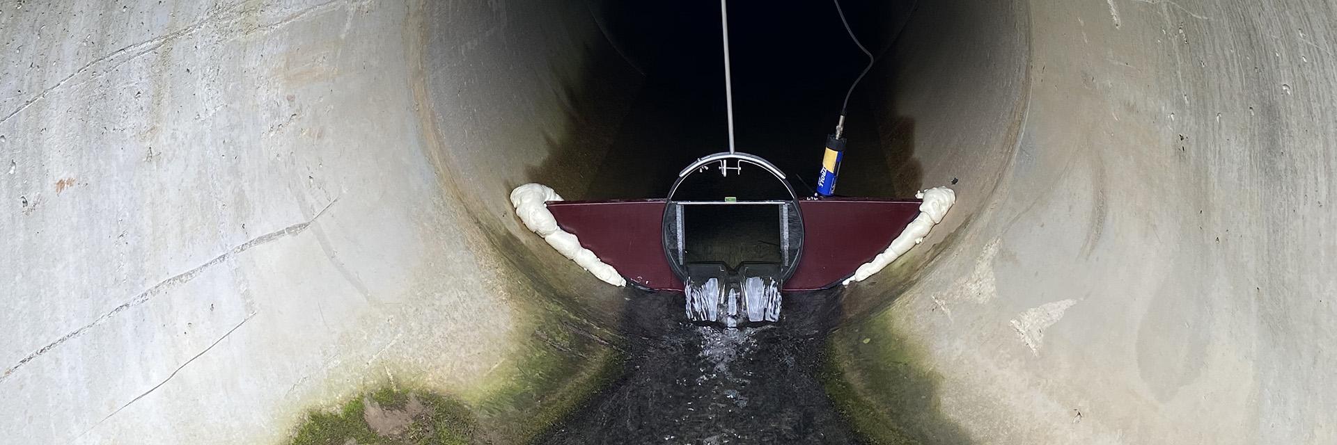 Stormwater tunnel and sensor