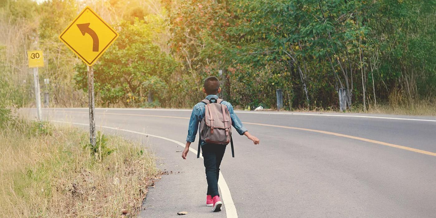 child walking to school