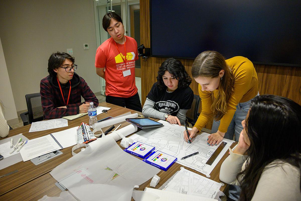 Students working on charrette designs.