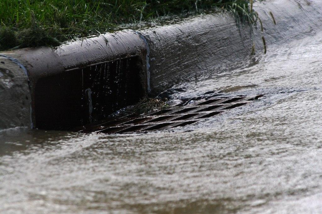 Storm drain filling up with water