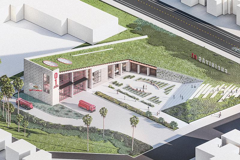 Rendering of the fire station