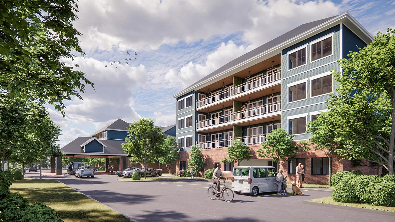 Digital rendering of a building on a sunny day