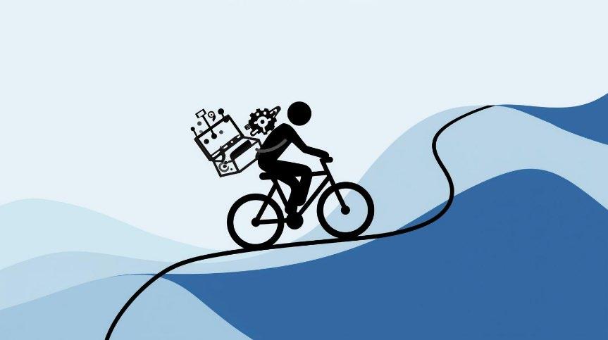 Person outline cycling with toolbox