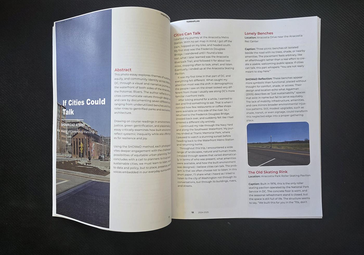 Open spread of the Terraplan magazine