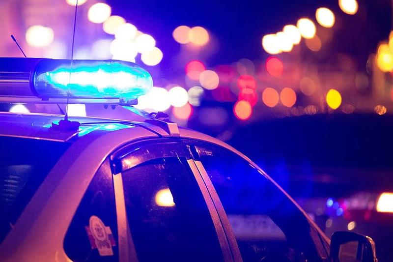 Police car lights at nighttime