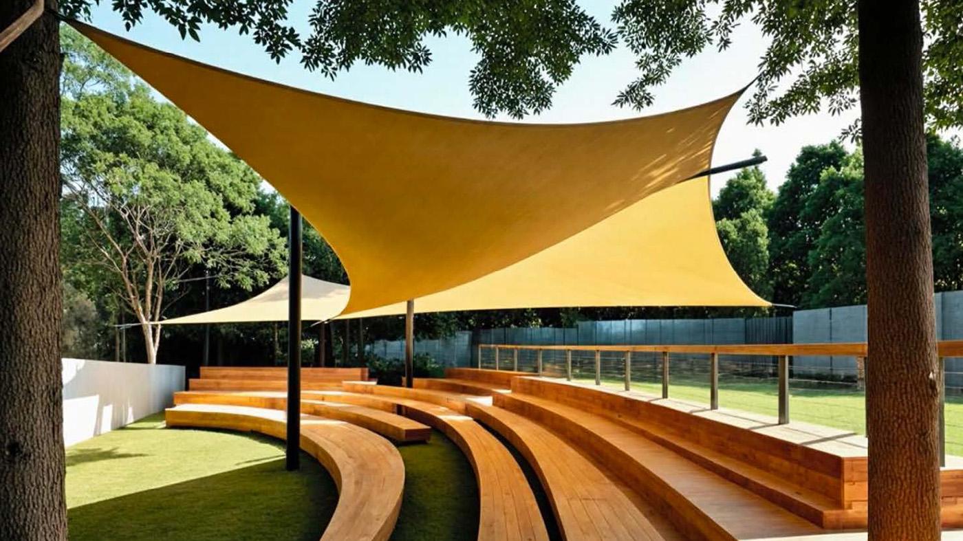 Concept design for the outdoor amphitheater with a canopy