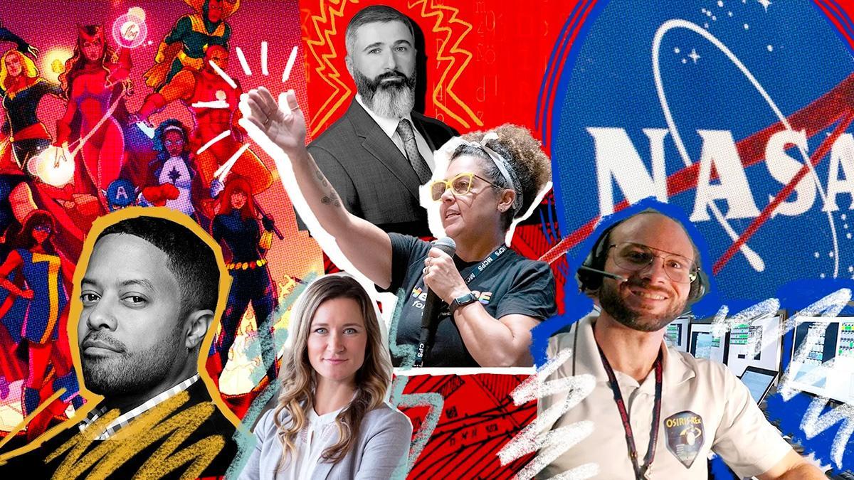 Collage of headshots and NASA logo 