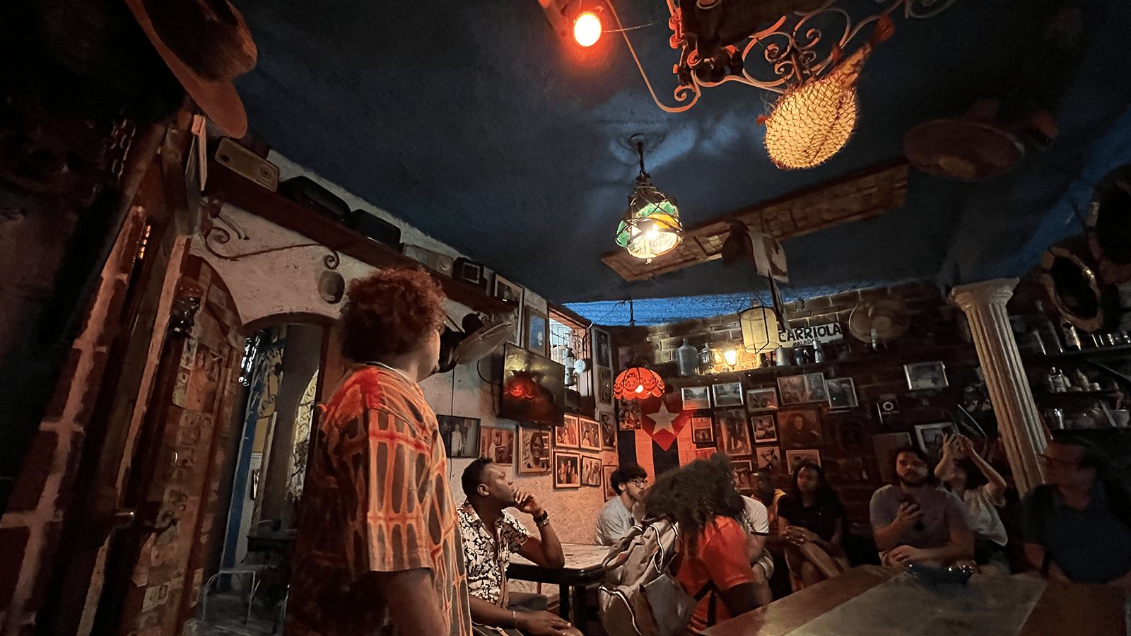 Dimly lit restaurant in Cuba 