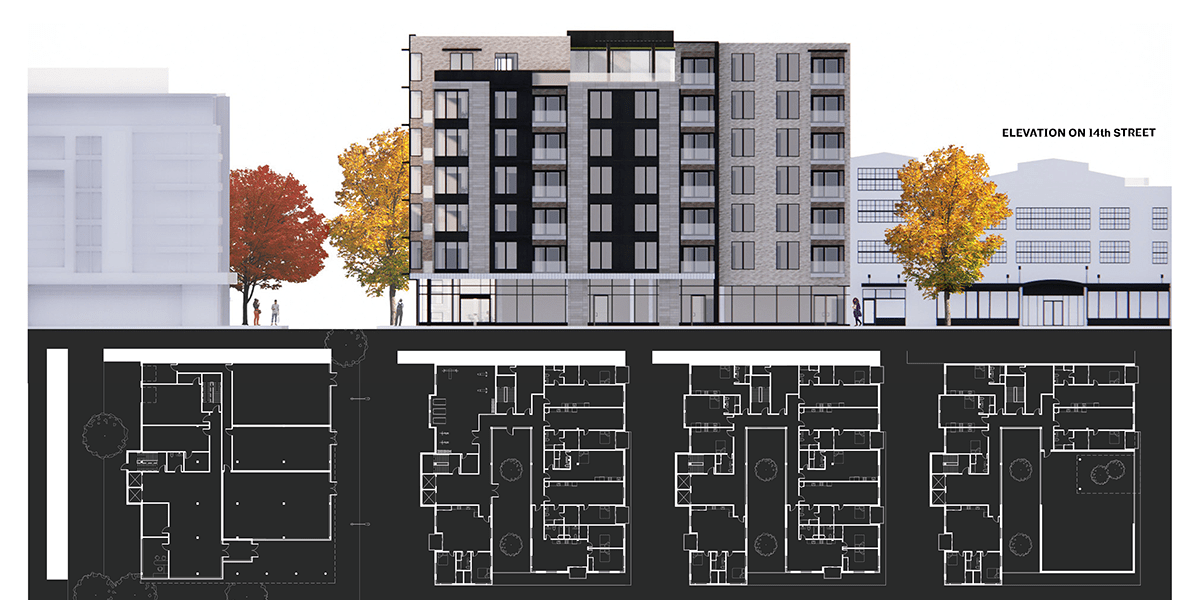 Rendering of a the 'Dwelling in the City' building 