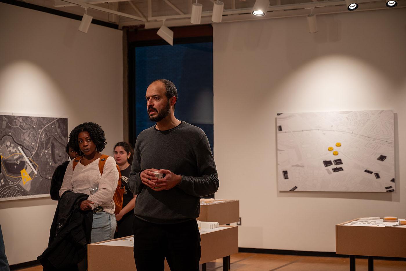 Ali Fard presenting at the Kibel gallery exhibit