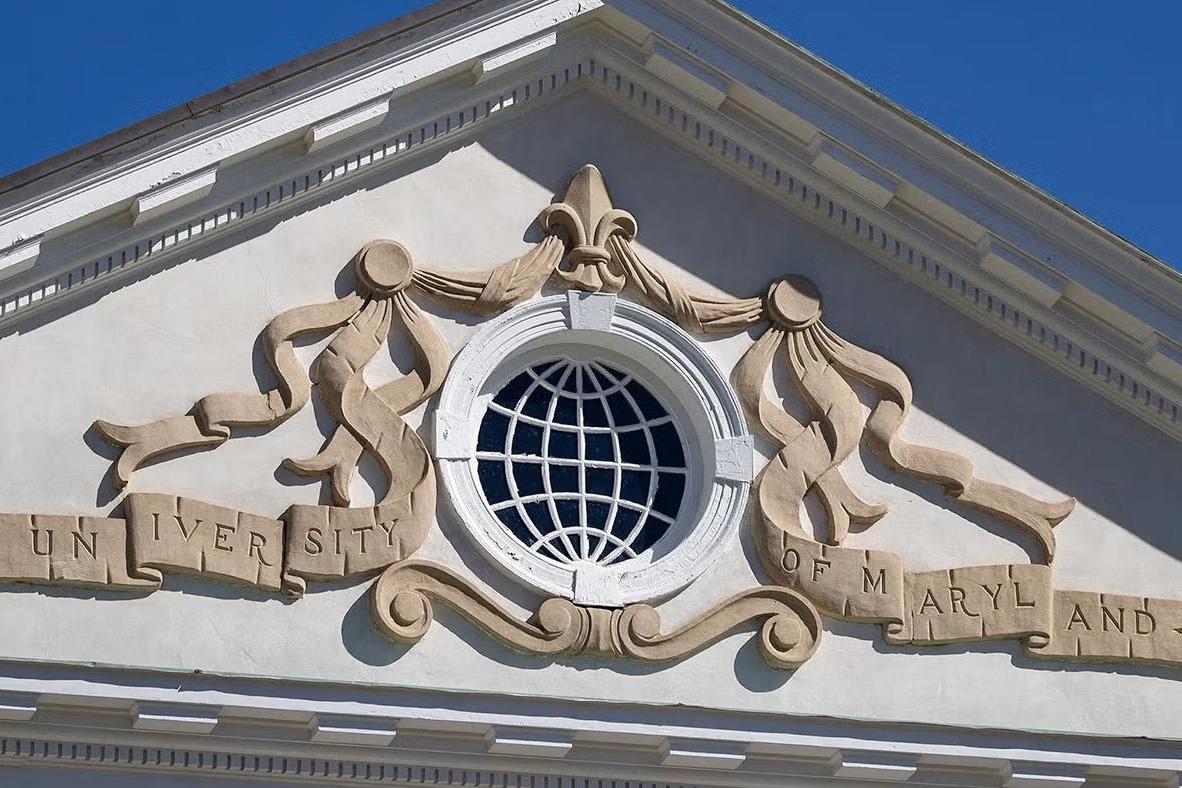 University of Maryland written in molded ribbon on the Main Administrative building
