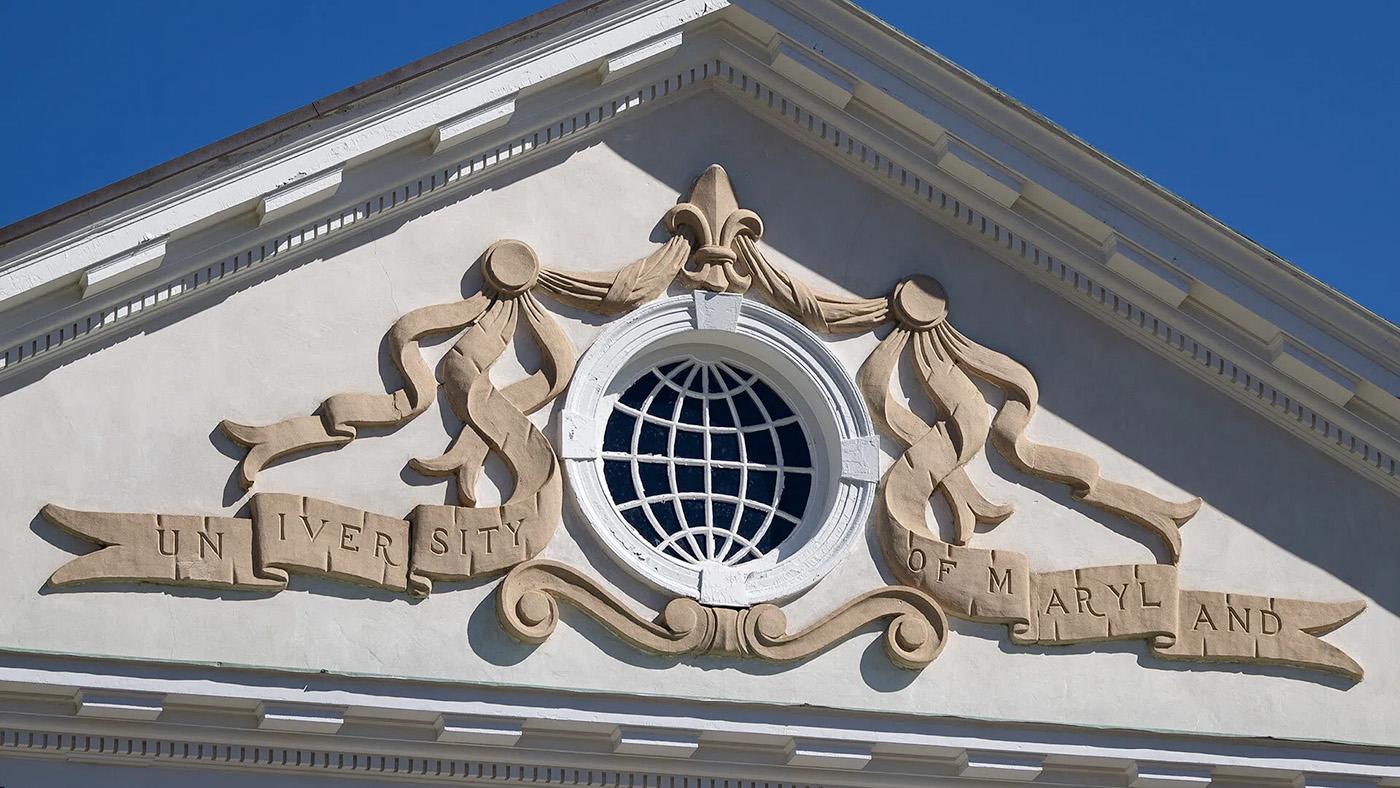 University of Maryland written in molded ribbon on the Main Administrative building