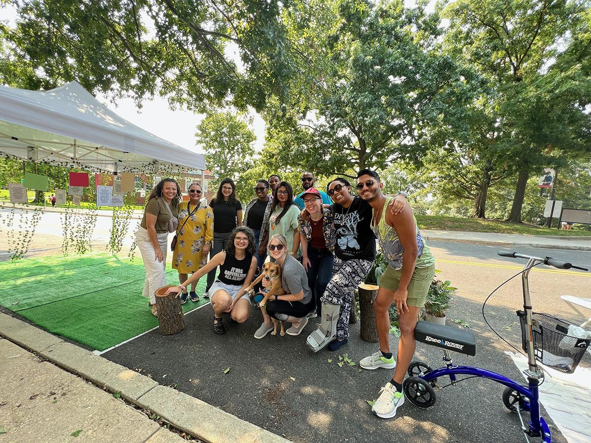 Group shot of planning students at Parking Day