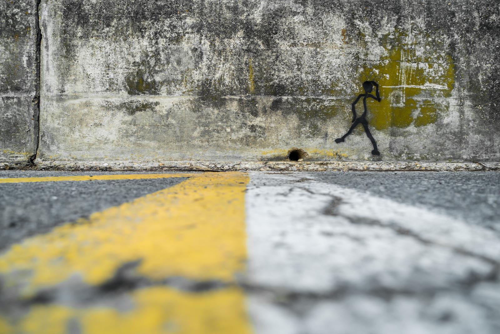 Close up photo of road lines