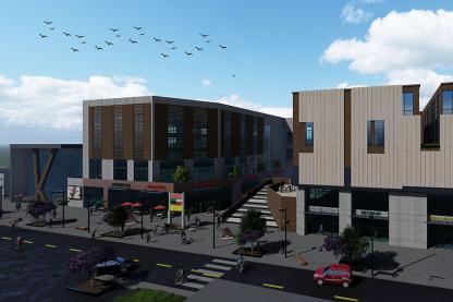 Eastern Exchange development with birds flying